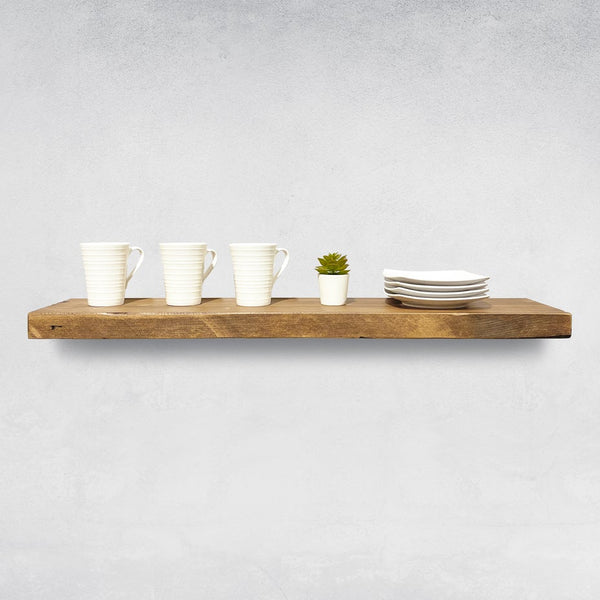 Rustic Wood Floating Shelf in Aged Oak Color