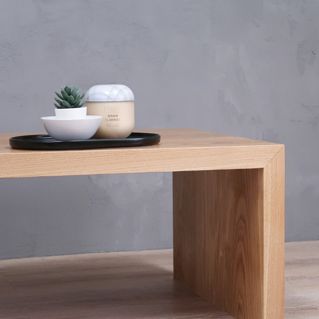 Modern White Oak Wood Waterfall Coffee Table