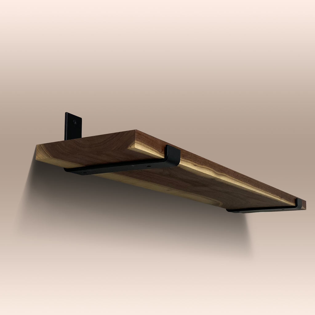 Wall Wooden Shelf with J Brackets