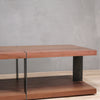 Modern 2-level Rectangular Wood Walnut Coffee Table with Grey metal legs