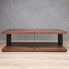 2-Level Rectangular Wood Walnut Coffee Table With Grey Metal Legs