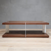 2-Level Rectangular Wood Walnut Coffee Table With White Metal Legs
