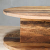 Contemporary 2-Level Round Reclaimed Wood Coffee Table With Square Base