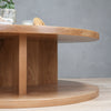 Assembled 2-Level Round White Oak Coffee Table with Y Base