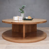 Modern 2-Level Round White Oak Coffee Table with Y Base