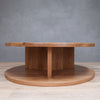 Contemporary 2-Level Round White Oak Coffee Table with Y Base