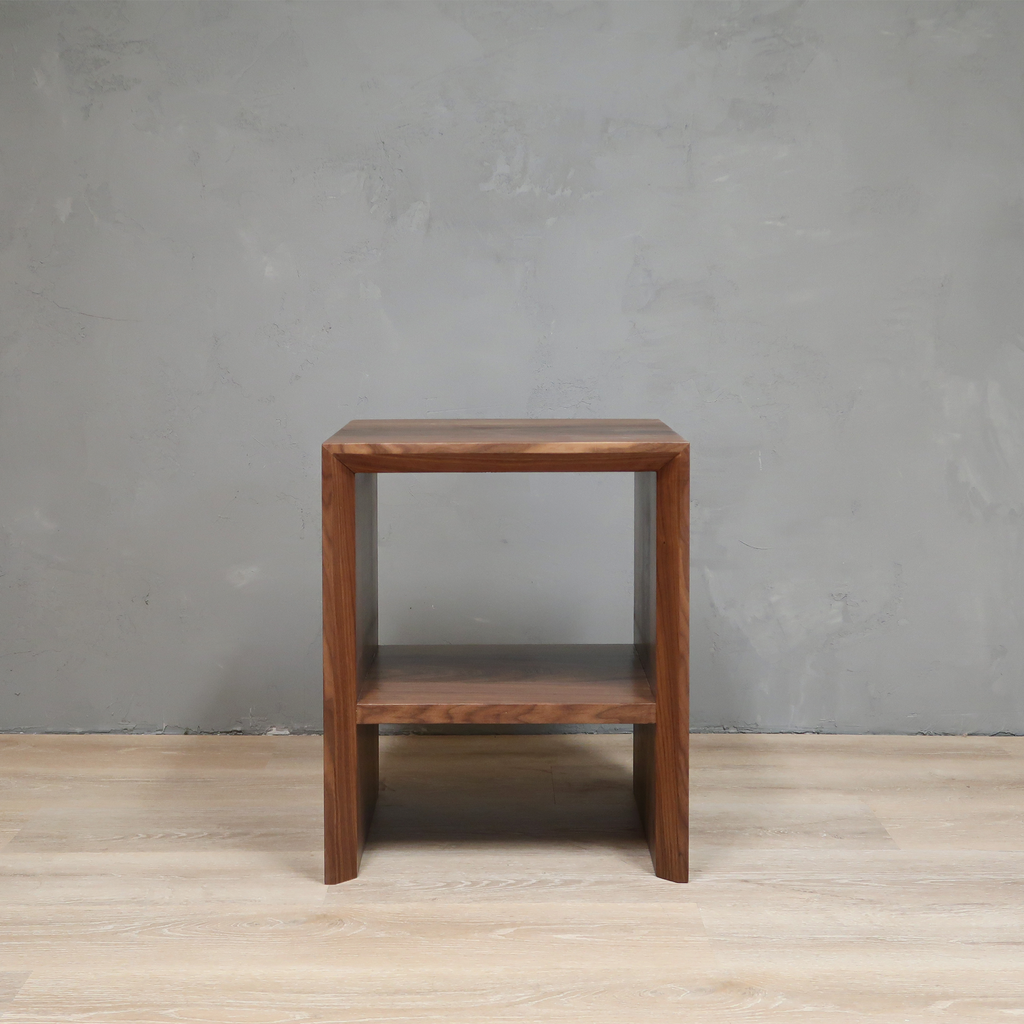 walnut side table with storage 