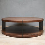 open concept walnut coffee table 