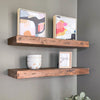 Modern Distressed Wood Thick Floating Shelves in Living Room