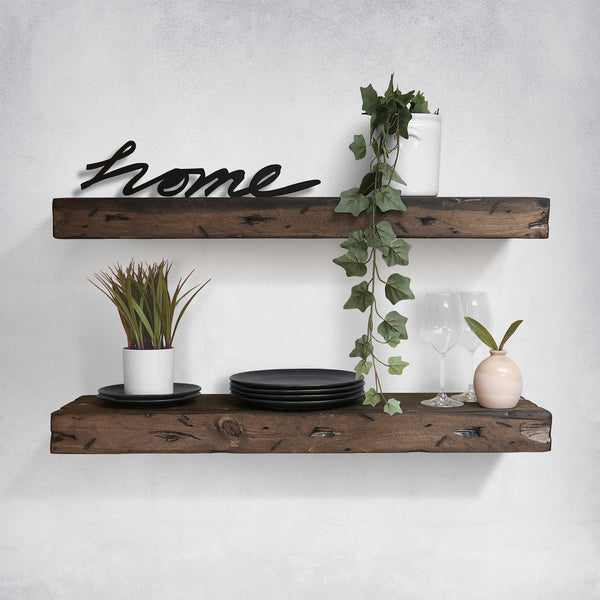 Distressed Wood Thick Floating Shelves