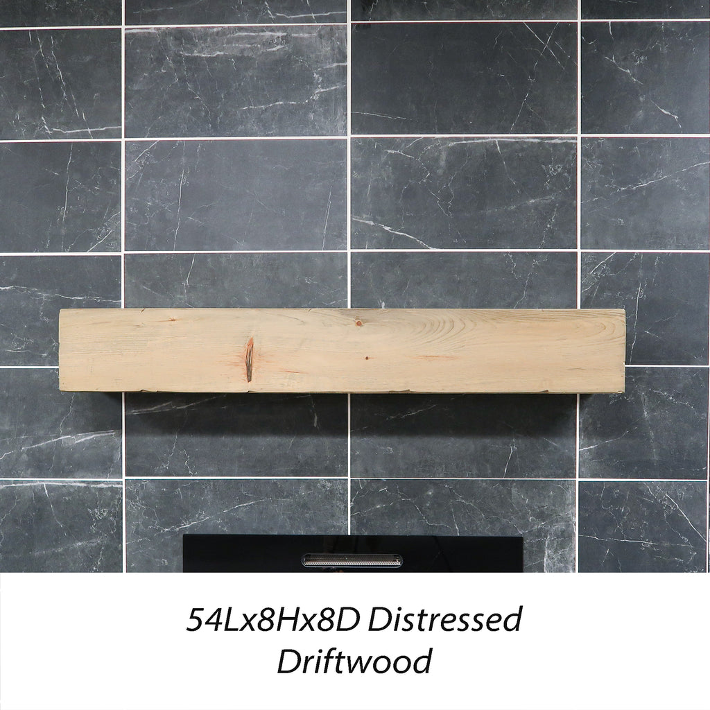 Distressed Fireplace Mantel Rustic Driftwood 54Lx8Hx8D