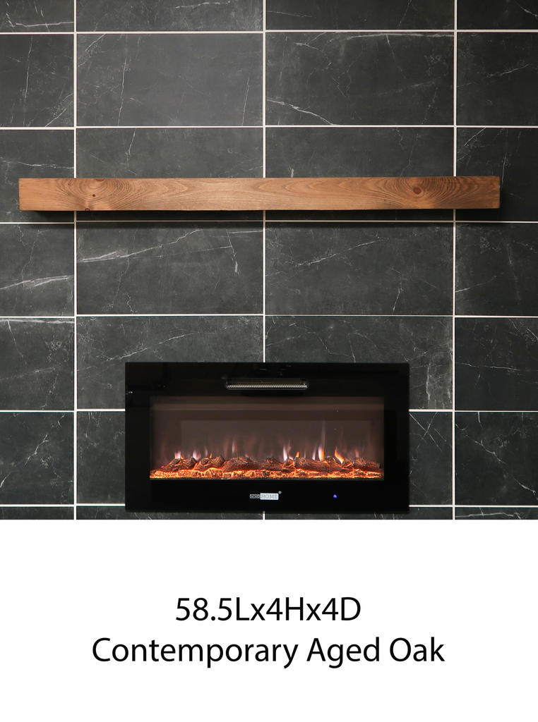 58.5x4x4 Contemporary Aged Oak Fireplace Mantel