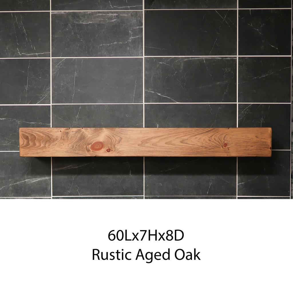 Rustic Fireplace Mantel Aged Oak 60Lx7Hx8D