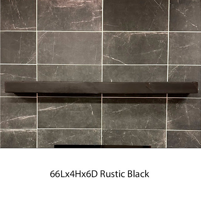 Rustic Fireplace Mantel Black 66Lx4Hx6D