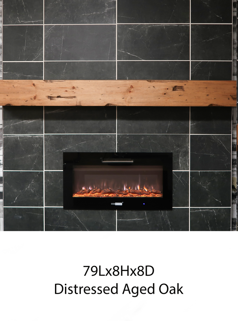 Distressed Fireplace Mantel Aged Oak 79Lx8Hx8D