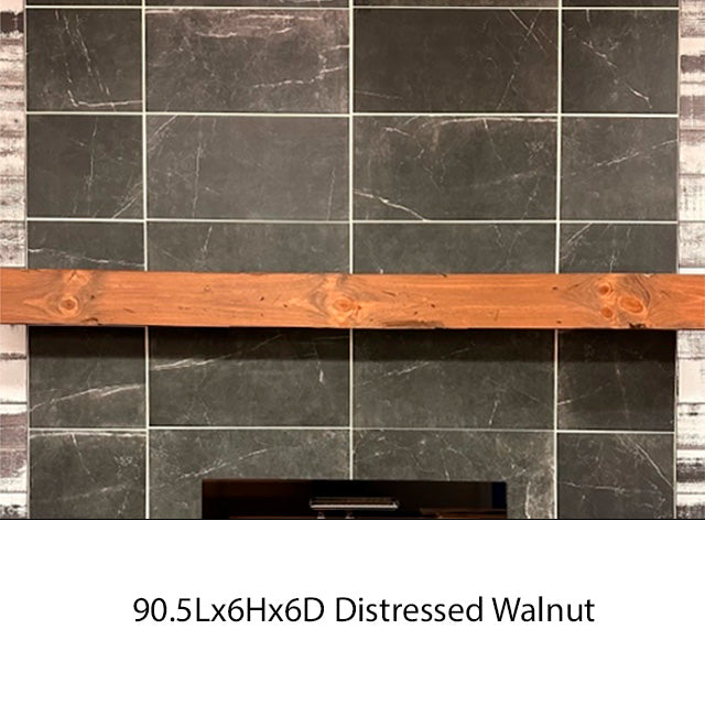 Distressed Fireplace Mantel Walnut 90.5Lx6Hx6D
