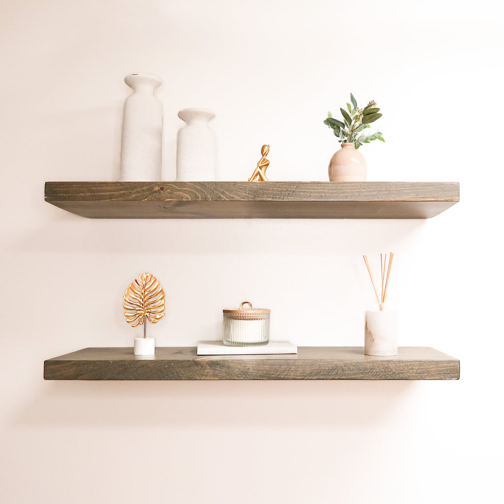 Wall Rustic Wood Floating Shelves in Aged Barrel Color