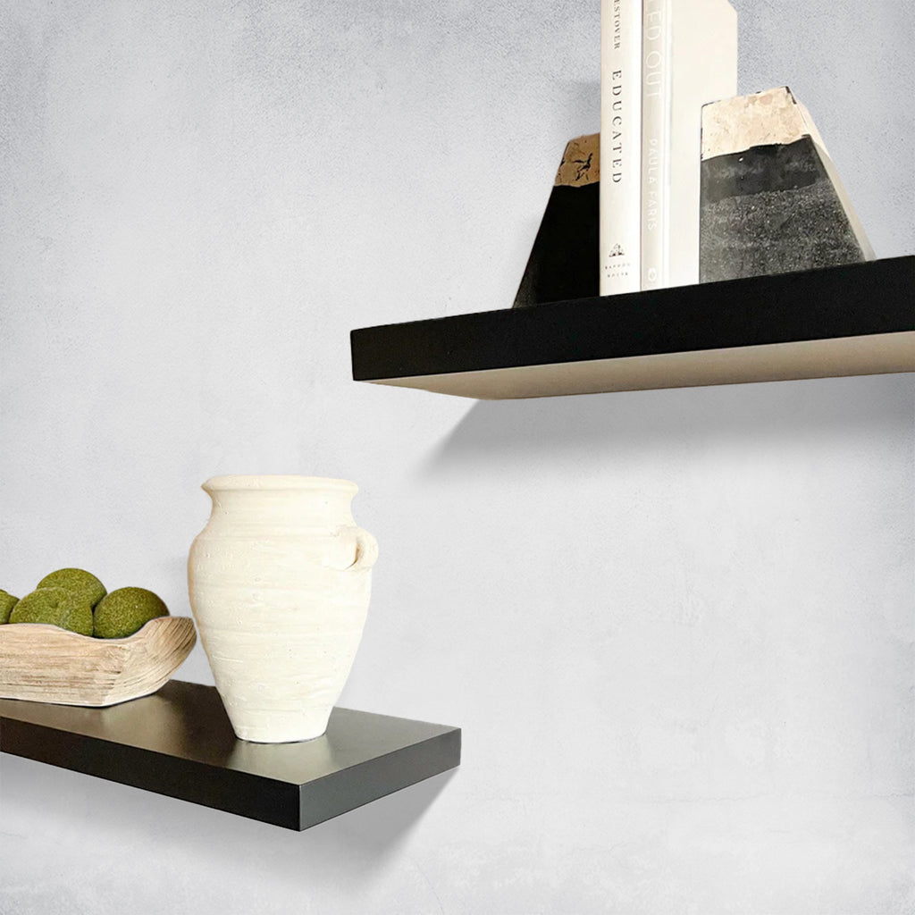 Modern Black Maple Wood Floating Shelves