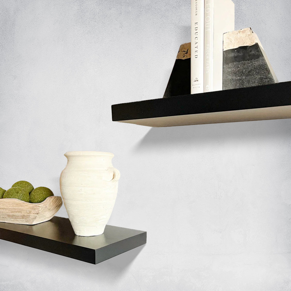 Modern Black Maple Wood Floating Shelves