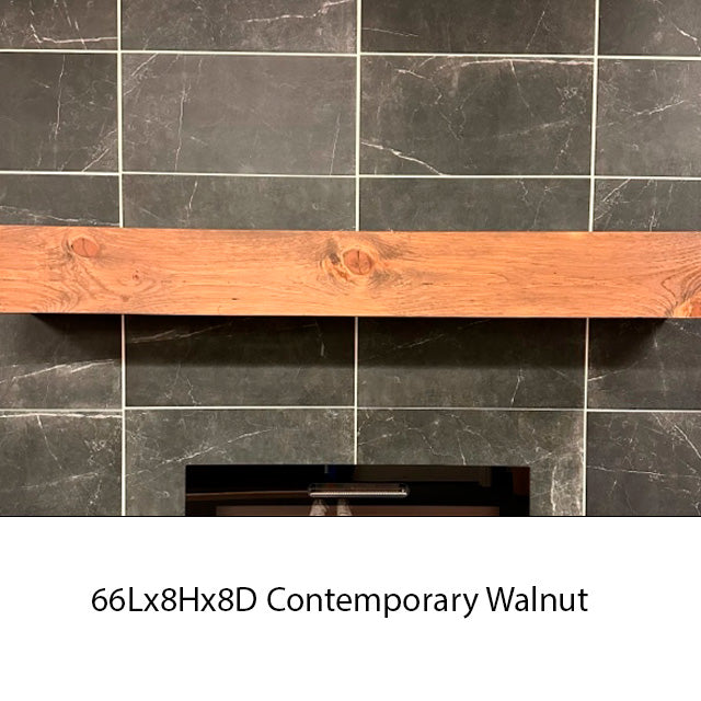 66x8x8 Contemporary Wood Walnut Fireplace Mantel