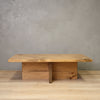 Rustic Wood Cross Base Coffee Table in Aged Oak Color Style
