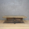 Large Rustic Wood Cross Base Coffee Table in Aged Barrel Color Style