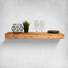 Modern Distressed Wood Thick Floating Shelves in Living Room