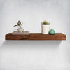 Modern Distressed Wood Thick Floating Shelves in Living Room