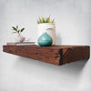 Modern Distressed Wood Thick Floating Shelves in Living Room