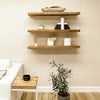 Reclaimed Wood Floating Shelves in Living Room