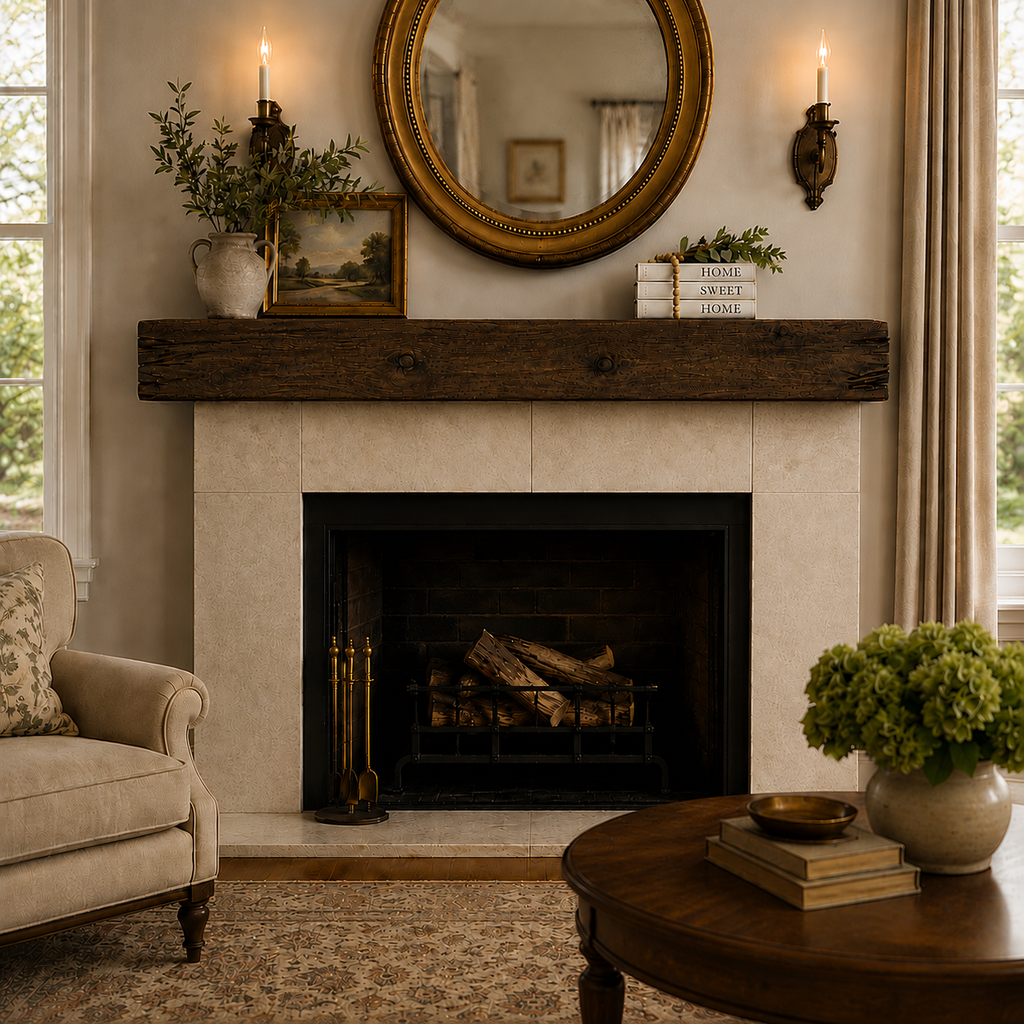Distressed Pine Fireplace Mantel