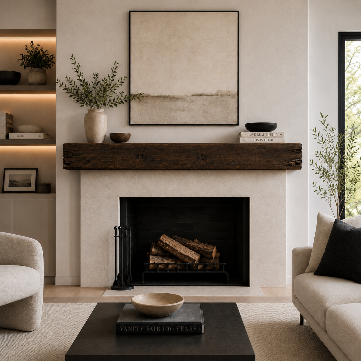 Distressed Pine Fireplace Mantel