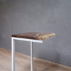 Live Edge Walnut Wood Side Table C Shape With Metal White Base
