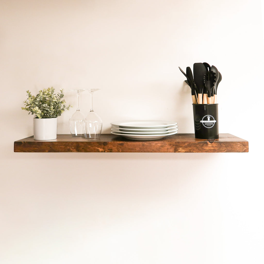 Wall Rustic Wood Floating Shelf in Provincial Color
