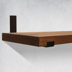 Rustic Wood Shelves with J Brackets in Provincial Color in Kitchen