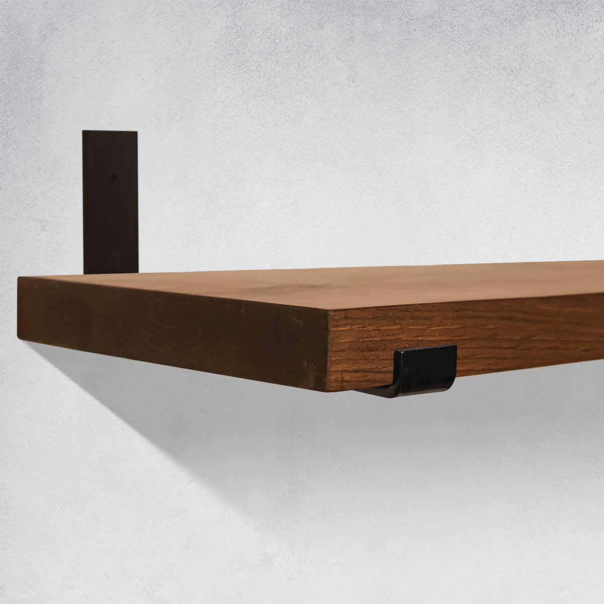 Rustic Wood Shelves with J Brackets in Provincial Color in Kitchen