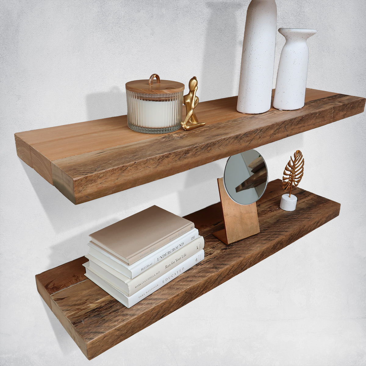 Reclaimed Natural Wood Floating Shelves