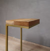 Reclaimed Wood Side Table C-Shape with Gold Metal Base