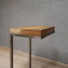 Reclaimed Wood Side Table C-Shape with Grey Metal Base