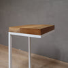Reclaimed Wood Side Table C-Shape with White Metal Base