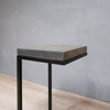 Rustic Side Table C-Shape with Black Metal Base in Aged Barrel Color