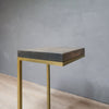 Rustic Side Table C-Shape with Gold Metal Base in Aged Barrel Color