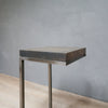 Rustic Side Table C-Shape with Grey Metal Base in Aged Barrel Color