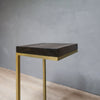 Rustic Wood Side Table C-Shape with Gold Metal Base in Jacobean Color