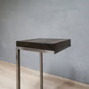Rustic Wood Side Table C-Shape with Grey Metal Base in Jacobean Color