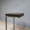 Rustic Wood Side Table C-Shape with Grey Metal Base in Jacobean Color