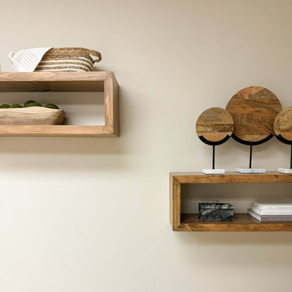 Rustic Wood Square Floating Shelves