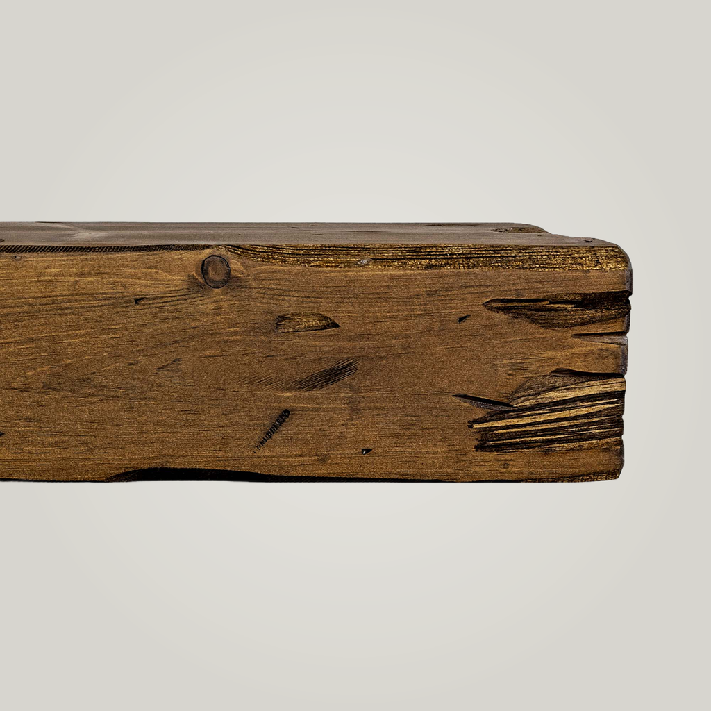 Brown Wooden Fireplace Mantel on a light background
