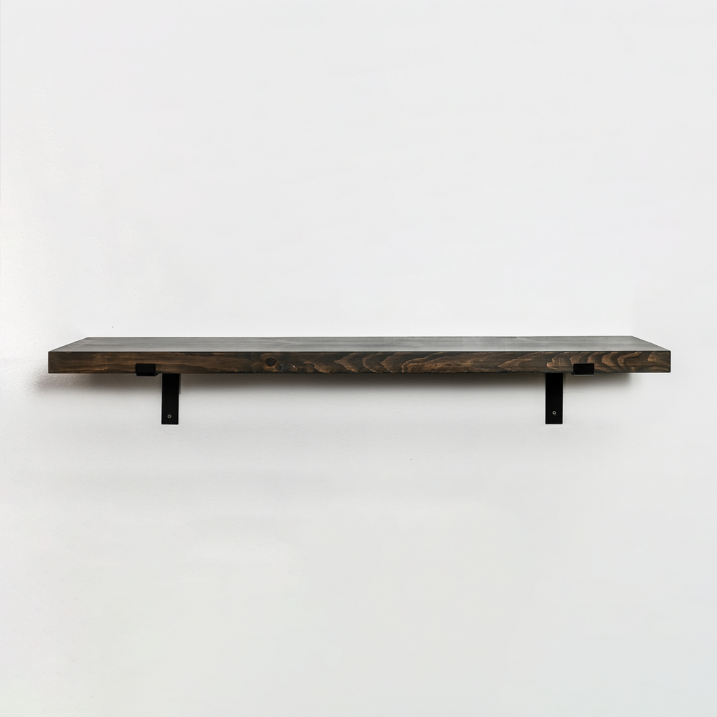 Rustic Pine Shelves with Architectural Brackets