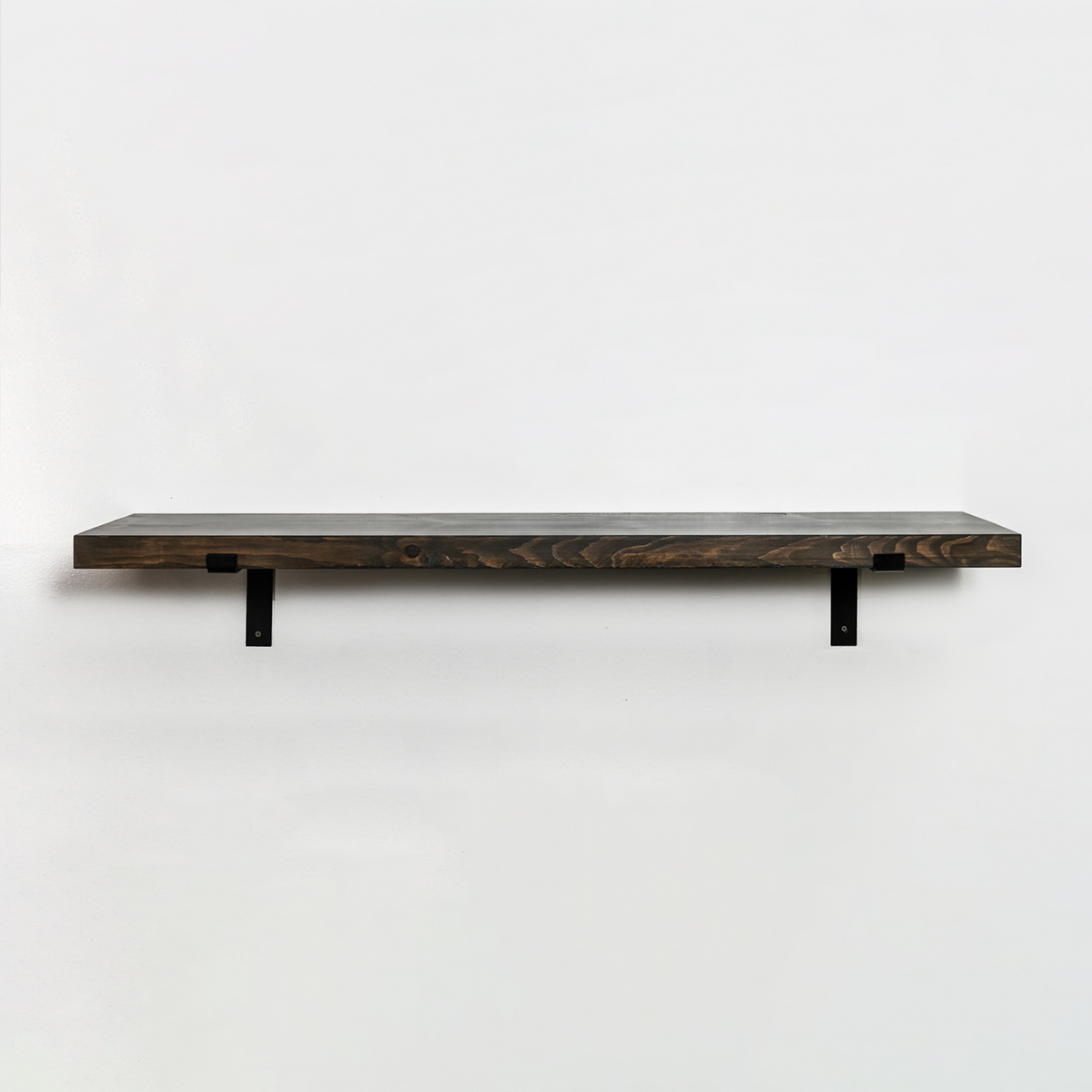 Rustic Pine Shelves with Architectural Brackets